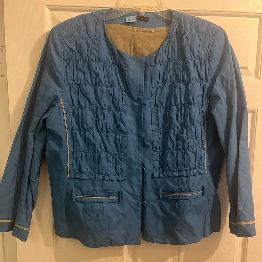 Elie Tahari Light Blue Quilted Front Blazer